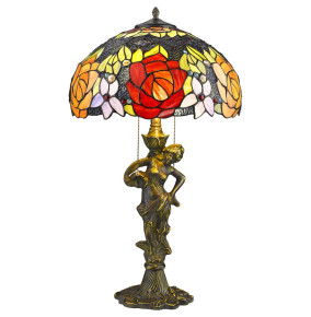 Лампа настольная 2 рожковая  Velante "Tiffany" Роза красная / 304785