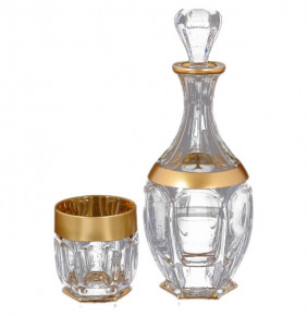 Набор для виски 7 предметов (Графин + 6 стаканов)  Crystalite Bohemia "Сафари /Матовое золото" / 124823