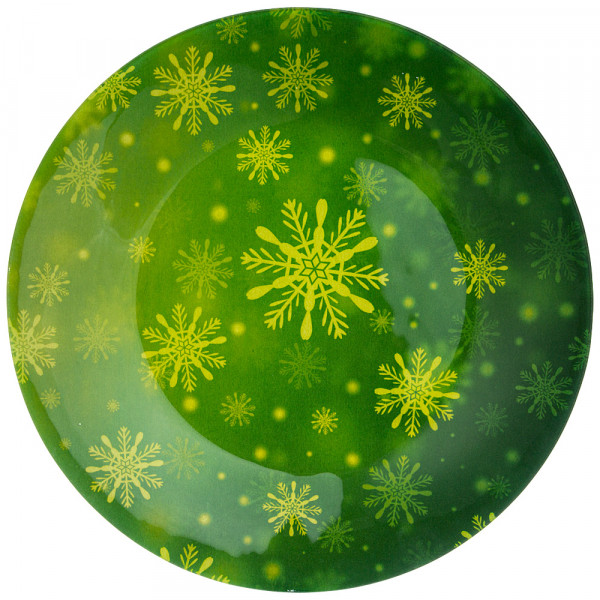 Тарелка 25 см зелёная  LEFARD &quot;Новогодний калейдоскоп /Снежинки&quot; / 268464