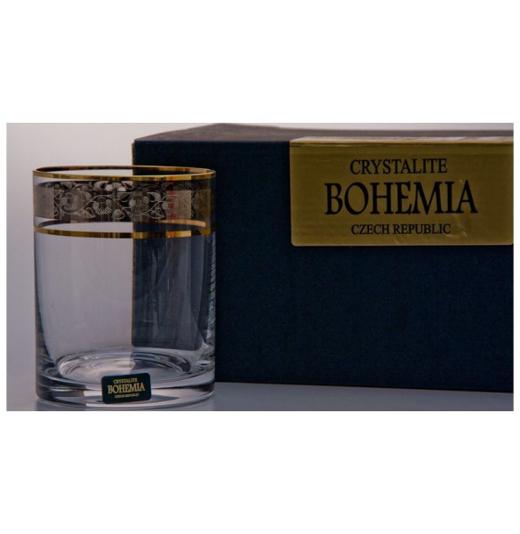 Стаканы для виски 320 мл 6 шт  Crystalite Bohemia &quot;Барлайн /Цветочный узор на платине&quot; / 005817