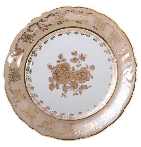 Набор тарелок 25 см 6 шт  Royal Czech Porcelain &quot;Фредерика /Золотая роза /Бежевая&quot; / 203927