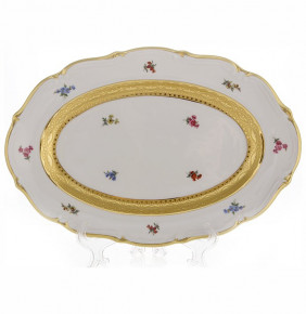 Блюдо 33 см овальное  Bavarian Porcelain "Мария-Тереза /Мелкие цветы /Золотая лента" / 103872
