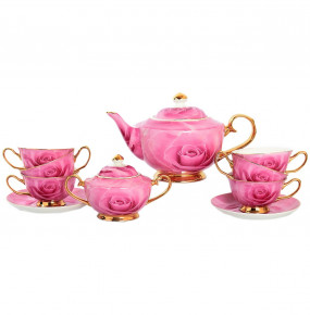 Чайный сервиз на 6 персон 14 предметов (без молочника)  Royal Classics "Розовая роза" / 148751