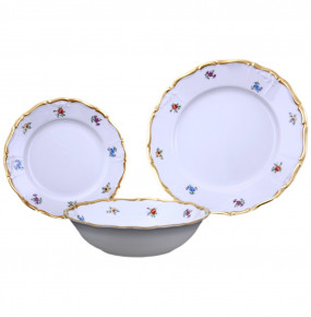 Набор тарелок 18 предметов  МаМ декор "Мария-Луиза /Мелкие цветы /матовое золото" / 096169