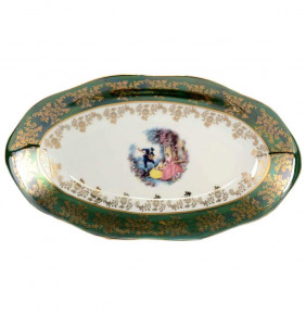 Блюдо овальное (глубокое) для хлеба  Royal Czech Porcelain "Барокко зеленое" / 203575