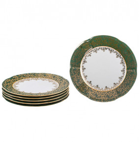 Набор тарелок 19 см 6 шт  Royal Czech Porcelain "Болеро /Зелёный /Золотые листики" / 203663