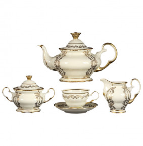 Чайный сервиз на 6 персон 15 предметов  Bohemia Porcelan Moritz Zdekauer 1810 s.r.o. "Анжелика /Золотые вензеля /СК" / 066452
