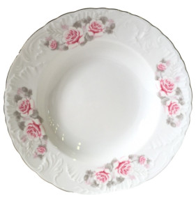 Набор тарелок 22,5 см 6 шт глубокие  Cmielow "Рококо /Серая роза /платина" / 264422