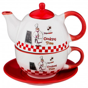 Чайный набор 2 предмета (чайник 330 мл и чашка 280 мл)  LEFARD "Cook /Красный" / 187079