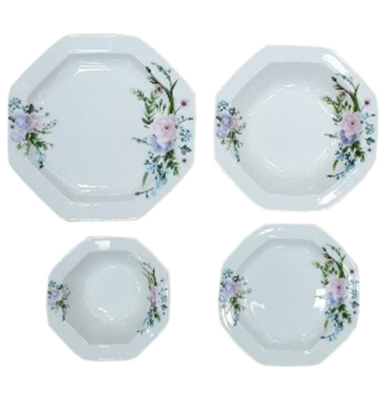 Набор тарелок 24 предмета на 6 персон белый  O.M.S. Collection &quot;TULU/ Букет полевых цветов&quot; / 296129