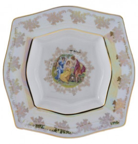 Набор тарелок 22,5 см 6 шт глубокие  Royal Czech Porcelain "Львов /Мадонна перламутр" / 203791