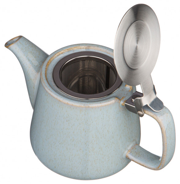 Заварочный чайник 500 мл с металлическим ситечком и крышкой серо-голубой  Bronco &quot;Luster&quot; / 228664
