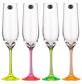 Бокалы для шампанского 190 мл 4 шт  Crystalex CZ s.r.o. "Виола /Неон /Разноцветные" / 305416