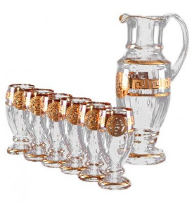 Набор для воды 7 предметов (кувшин 1,5 л + 6 стаканов)  Bohemia "Медуза /Костка" / 005054