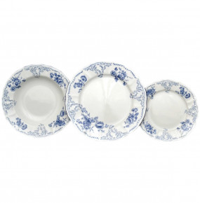 Набор тарелок 18 предметов (19, 23, 25 см)  Thun "Бернадотт /Синие розы" / 043521
