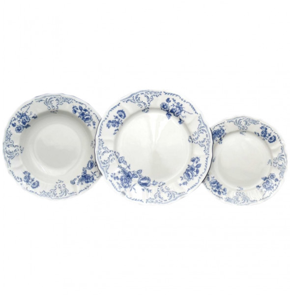 Набор тарелок 18 предметов (19, 23, 25 см)  Thun &quot;Бернадотт /Синие розы&quot; / 043521