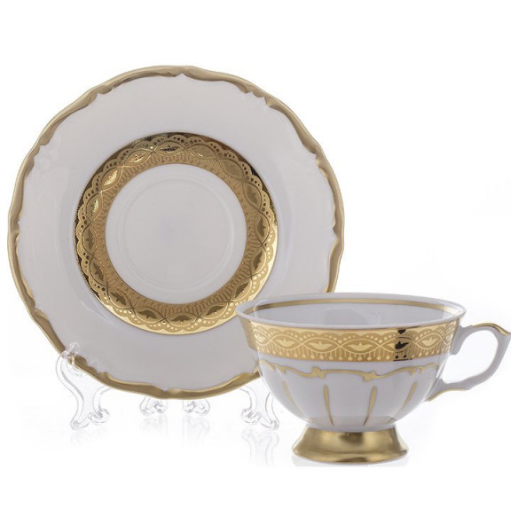 Набор чайных пар 200 мл 6 шт  Bavarian Porcelain &quot;Мария-Тереза /Золотая лента&quot; / 098579