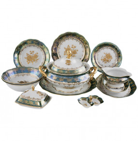 Столовый сервиз на 6 персон 27 предметов  Royal Czech Porcelain "Аляска /Золотая роза /Зеленая" / 203876