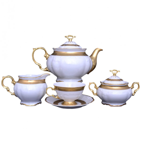 Чайный сервиз на 6 персон 15 предметов  МаМ декор &quot;Мария-Луиза /Матовая лента&quot; / 049502