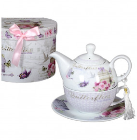 Чайный набор 3 предмета (чайная пара 350 мл + чайник 380 мл)  Royal Classics "Butterflies" / 124434