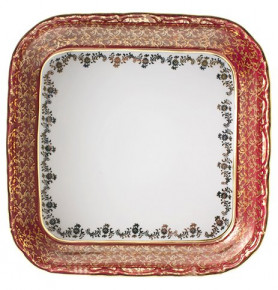 Салатник 16 см квадратный  Royal Czech Porcelain "Офелия /Красная /Золотые листики" / 203832