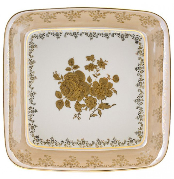 Салатник 24 см квадратный  Royal Czech Porcelain &quot;Львов /Золотая роза /Бежевая&quot; / 203931