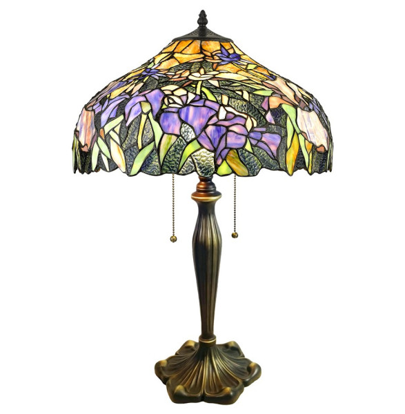 Лампа настольная 3 рожковая  Velante &quot;Tiffany&quot; Ирисы / 304821