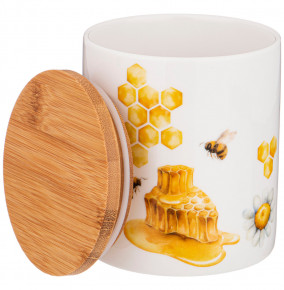 Банка для сыпучих продуктов 360 мл с деревянной крышкой  LEFARD "Honey bee" / 256520