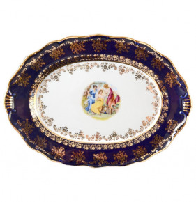 Блюдо 36 см овальное  Bohemia Porcelan Moritz Zdekauer 1810 s.r.o. "Офелия /Мадонна кобальт" / 045989