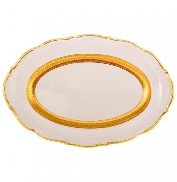 Блюдо 38 см овальное  Bavarian Porcelain &quot;Мария-Тереза /Золотая матовая лента&quot; / 098582