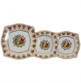 Набор тарелок 18 предметов (21,5, 22,5, 27,7 см)  Royal Czech Porcelain "Львов /Мадонна перламутр" / 203792