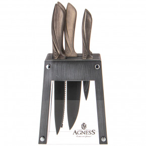 Набор кухонных ножей 6 предметов на пластиковой подставке  Agness "Монблан" / 262872